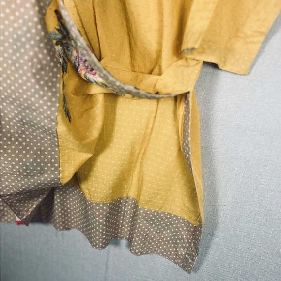 RITU KUMAR Mini Dress Medium Shift Embroidered Floral Gold Yellow Side Slits NEW - Picture 7 of 11